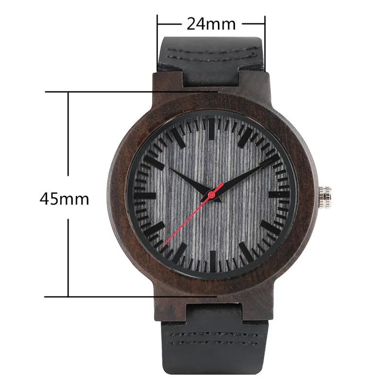

2018 New Arrival Nature Ebony Wood Watches Bamboo Quartz Wrist Watch Fashion Casual Genuine Leather Band Strap Watches for Men