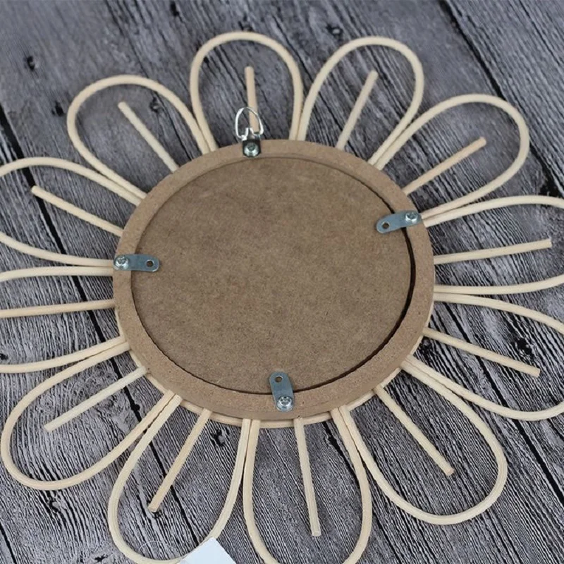Французский 50s бамбуковая зеркало boho sunburst косметическое зеркало серебристое настенный starburst зеркало натуральные украшения для дома