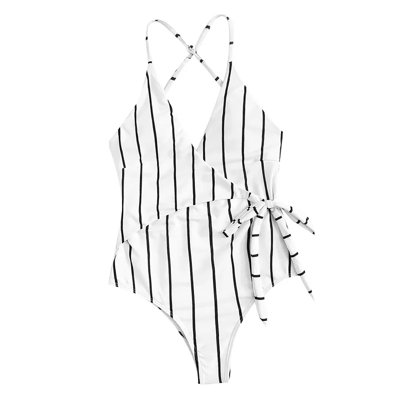 2019 New Vintage One Piece Swimsuit Women Swimwear Push Up Bathing Suit Back Cross Bandage Monokini Beach Wear Retro Swim | Женская