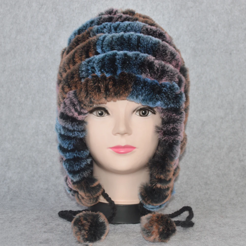 Высокое качество зимнее пальто для девочек Настоящий мех кролика уха женские