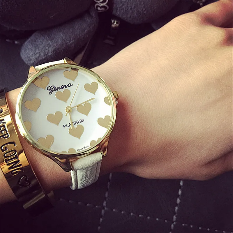 

relojes mujer 2018 Watch Women Female Hour Fashion Heart Pattern Women Watches PU Leather Quartz Watch Montre Femme Ladies Watch