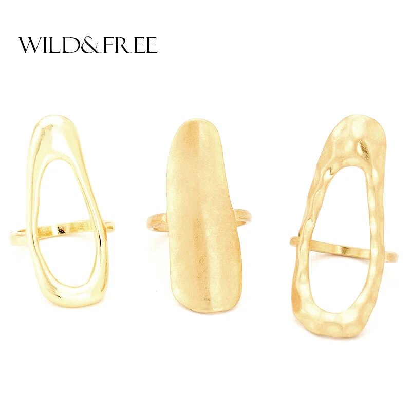 

Punk Stye 3 PCS/SET Alloy Hollow Fingers Ring Sets For Women Fashion Gold Color Wide Geometric Shaped Boho Midi Rings Jewelry
