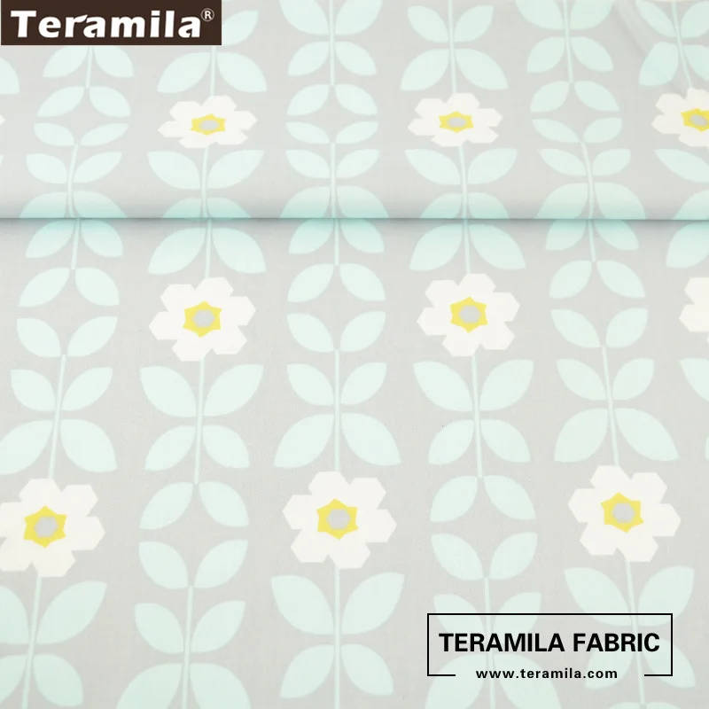 Teramila Cotton Fabrics High Quality Bedding Printed Flowers With Green Leaves Designs Quilting Patchwork Twill Tissue Crafts| |