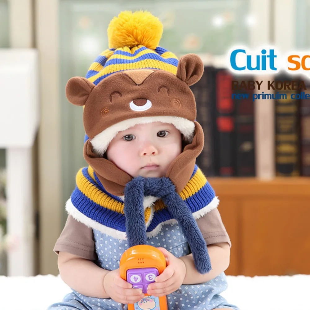 2018 Детская мода осень Шапки защита ушей белка шар меха зимняя теплая Кепка бини