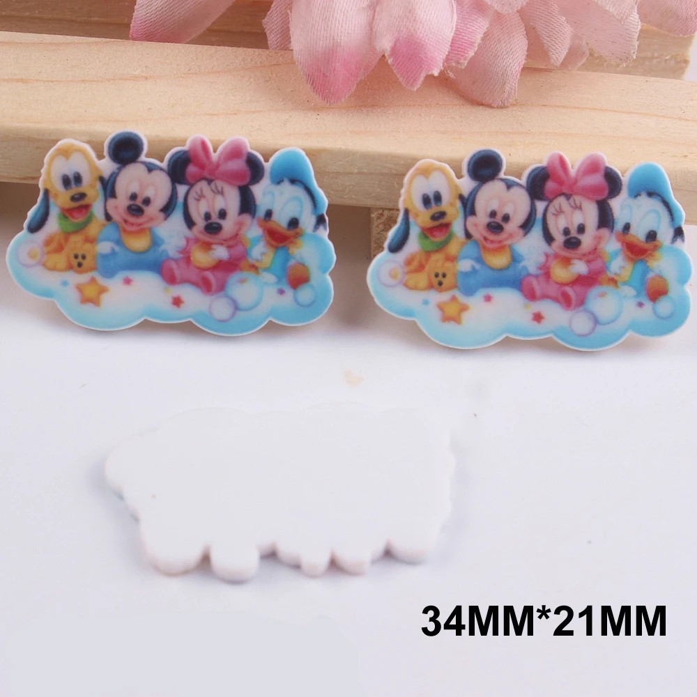 50pcs 34*21MM Cartoon Characters Resin Flatback Cute Mouse Duck Dog Planar Cabochon DIY Craft Embellishments Resina FR150 | Дом и сад