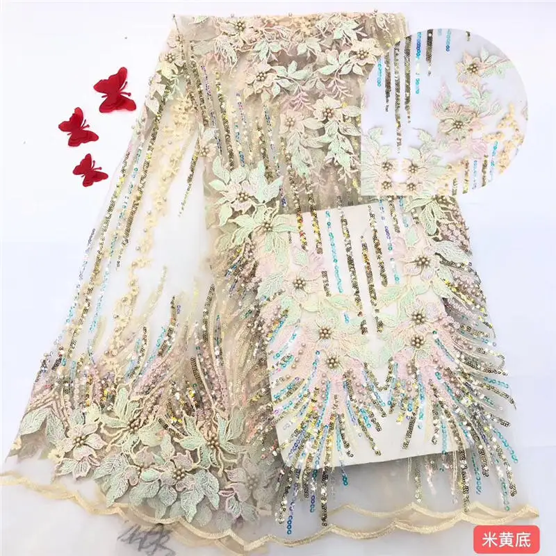 Модное платье для вечеринки в нигерийском стиле с объемным цветочным кружевом