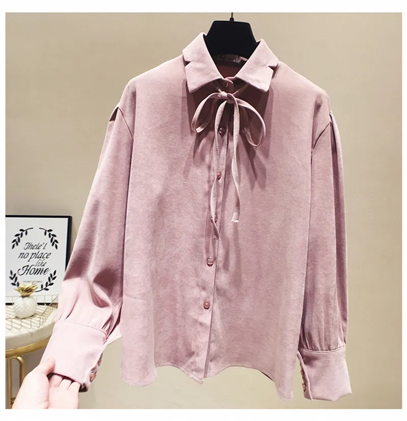 Женская Вельветовая рубашка Свободная Повседневная Блузка с длинным рукавом и