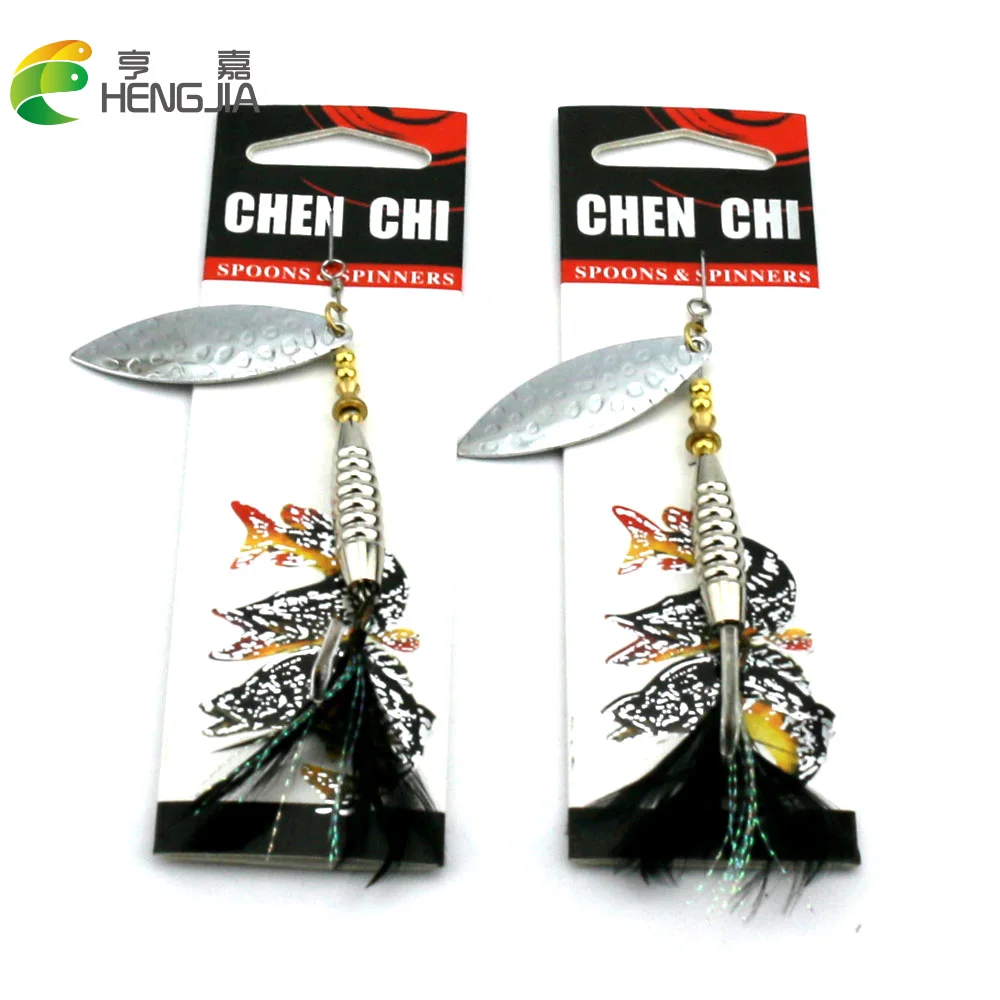 HENGJIA 1PC Metal Fishing Lure 16.5g Rotated Sequin Spoon with Feather Tackle Hard Bait SpinnerBait Isca Artificial | Спорт и