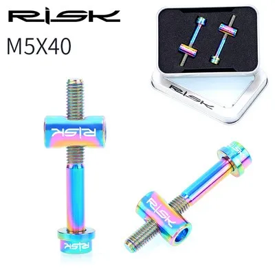 Rainbow color 40 mm Риск Mtb подседельный болты Титан M5 велосипед подседельный болты 2 шт - Цвет: Rainbow color 40 mm