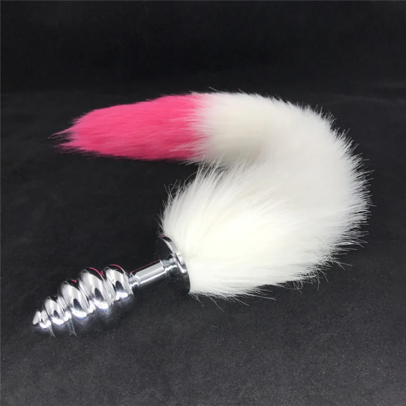 Fox Tail Anal Plug Stainless Steel Beads Butt White with Pink Dilator Sex Toys for Couples Gift H8-84C | Красота и здоровье