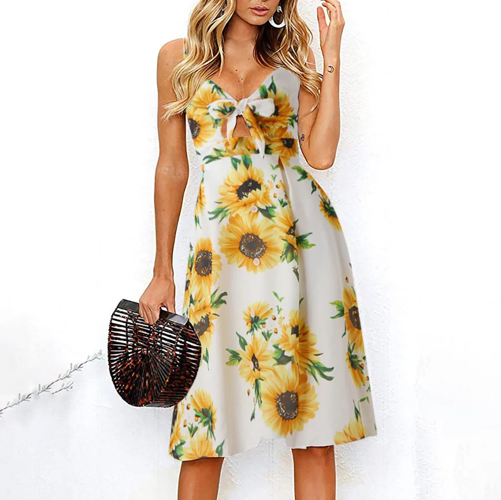 Женское кружевное платье с принтом подсолнуха JAYCOSIN летнее пляжное цветочным