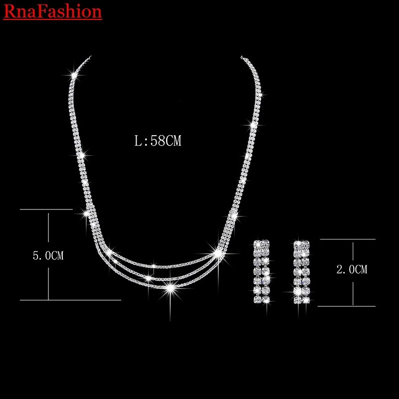 RNAFASHION модные свадебные комплекты ювелирных изделий полностью из страз с