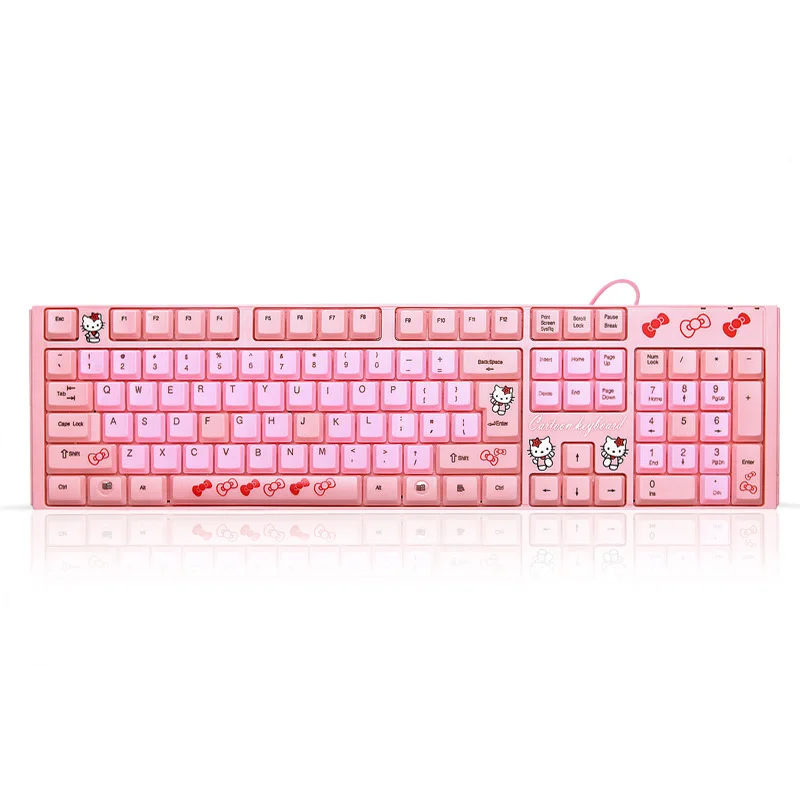 Hello kitty ноутбук клавиатура мультфильм милый розовый USB Проводная KT cat игровая для