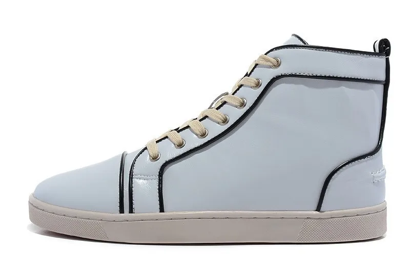 2014 top quality brand red bottom shoes man/woman fashion high-tops white color genuine leather sneakers lady on sale | Обувь