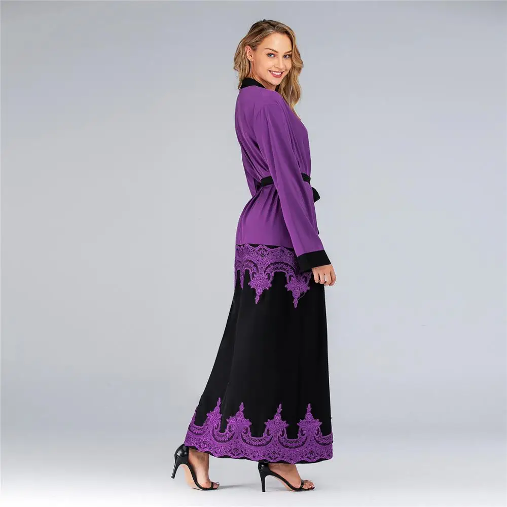 Open Abaya Moroccan Kimono Dubai Turkey Turkish Bangladesh Islamic Clothing Lace Kaftan Arabic Cardigan Muslim Robe 2019 | Тематическая
