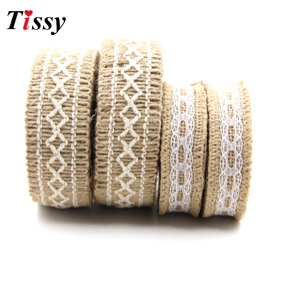 5M/Lot Jute Burlap Rolls Hessian Ribbon Lace Rustic Vintage DIY Ornament Home Garden Wedding Party Decoration Supplies | Дом и сад