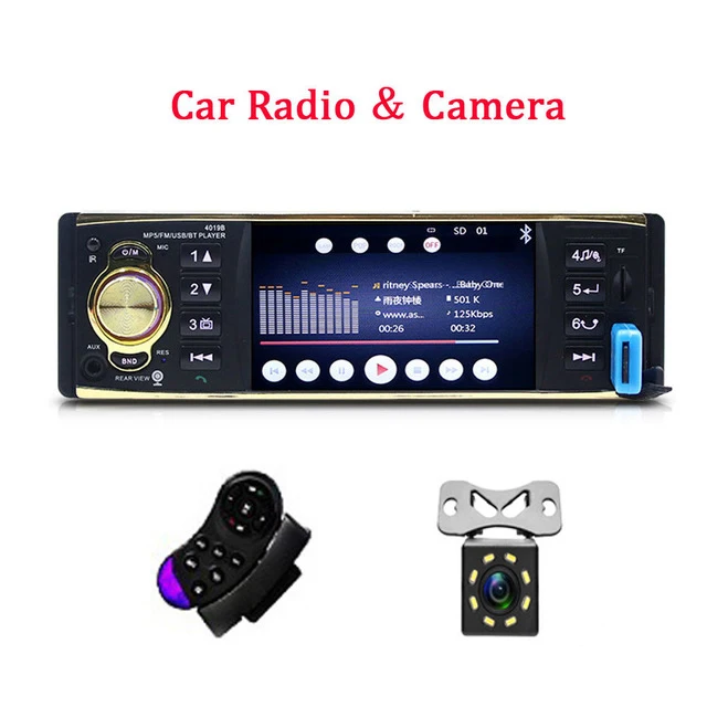 Автомагнитола AMPrime 1 Din, автомагнитола 4,1 дюймов, автомагнитола, стерео радио, FM MP5 плеер, поддержка камеры заднего вида, дистанционное управление 4019B - Цвет: With 8 IR Camera