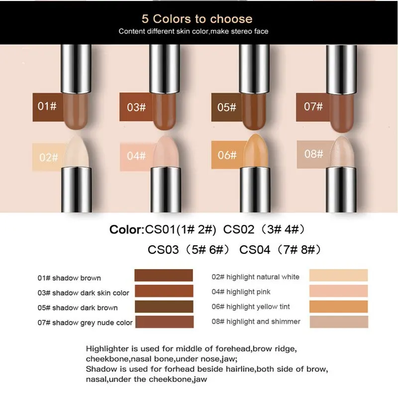 Двусторонний контурный Контурный карандаш 2 в 1 хайлайтер бронзатор для создания