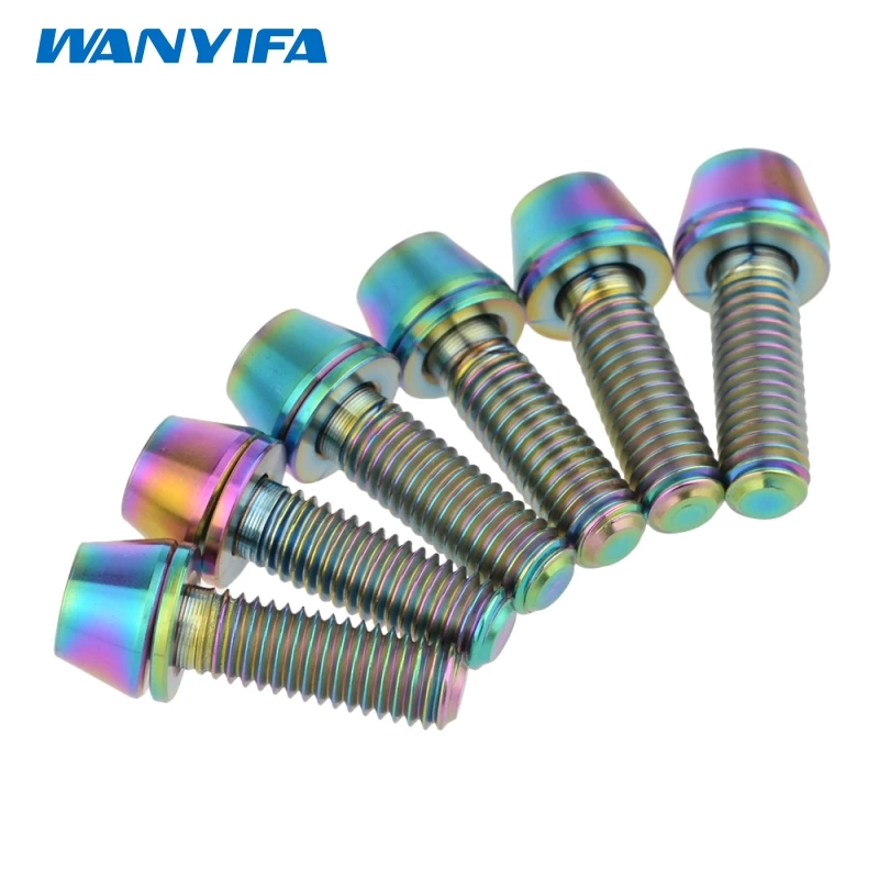6 шт M5X16mm винты из титанового сплава золота Конус колпачки титановые для