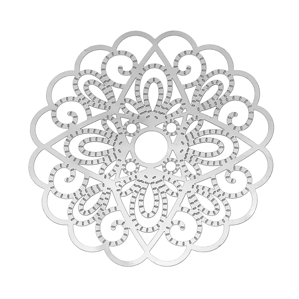Полое цветочное Филигранное тиснение из нержавеющей стали 304 серебристого цвета