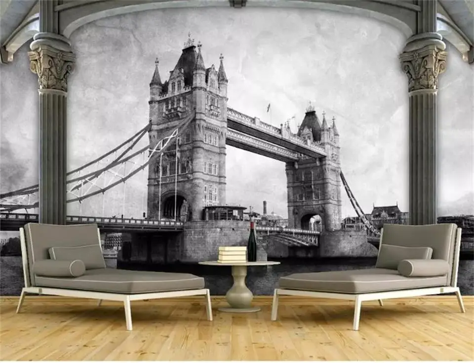 

3D-обои на заказ, фотообои в стиле ретро, с рисунком американского моста, для гостиной, фона за телевизором и диваном