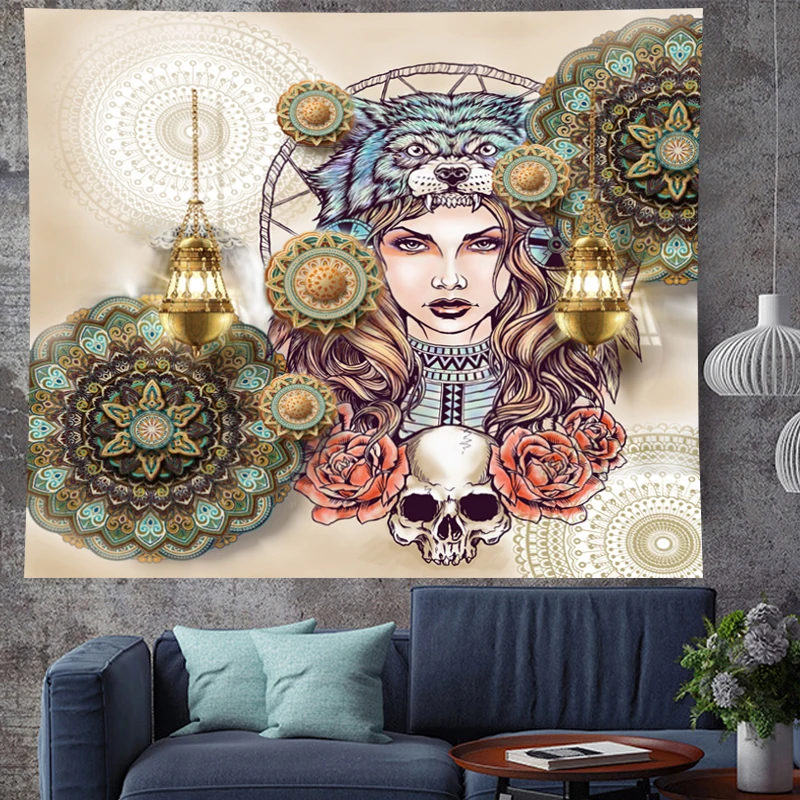 

beauty and the Beast indian mandala tapest Wall Hanging hippies wall towel personality hippies Home Decor bohemian Beach Mat new