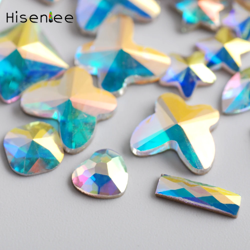 

Hisenlee 220Pcs/Pack 20pcs/shape Clear Paradise Shine AB Color Glass Nail Rhinestone 11kinds shapes Stones For 3D Nails