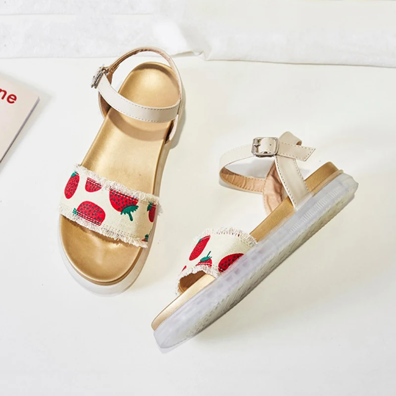 Женские босоножки Модная летняя обувь на плоской подошве Женская платформе с