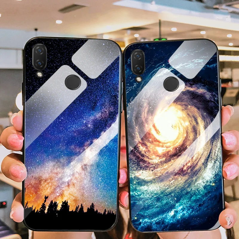 Цветной чехол из закаленного стекла с планетой для huawei Honor 8C 8s 8x 8a задний бампер 8X