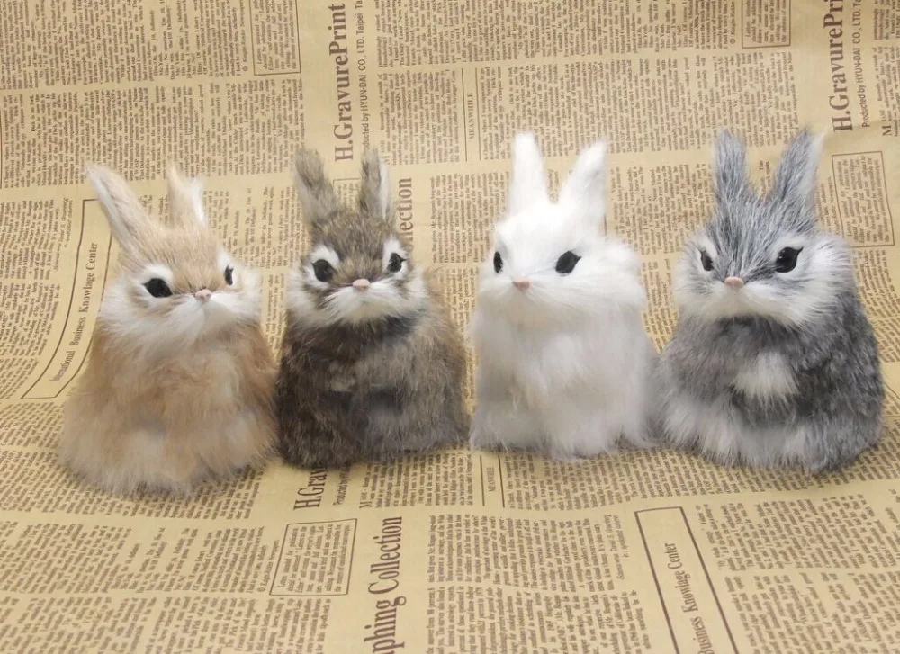 4 шт. милые игрушки для кроликов из полиэтилена и меха маленькие модели подарок