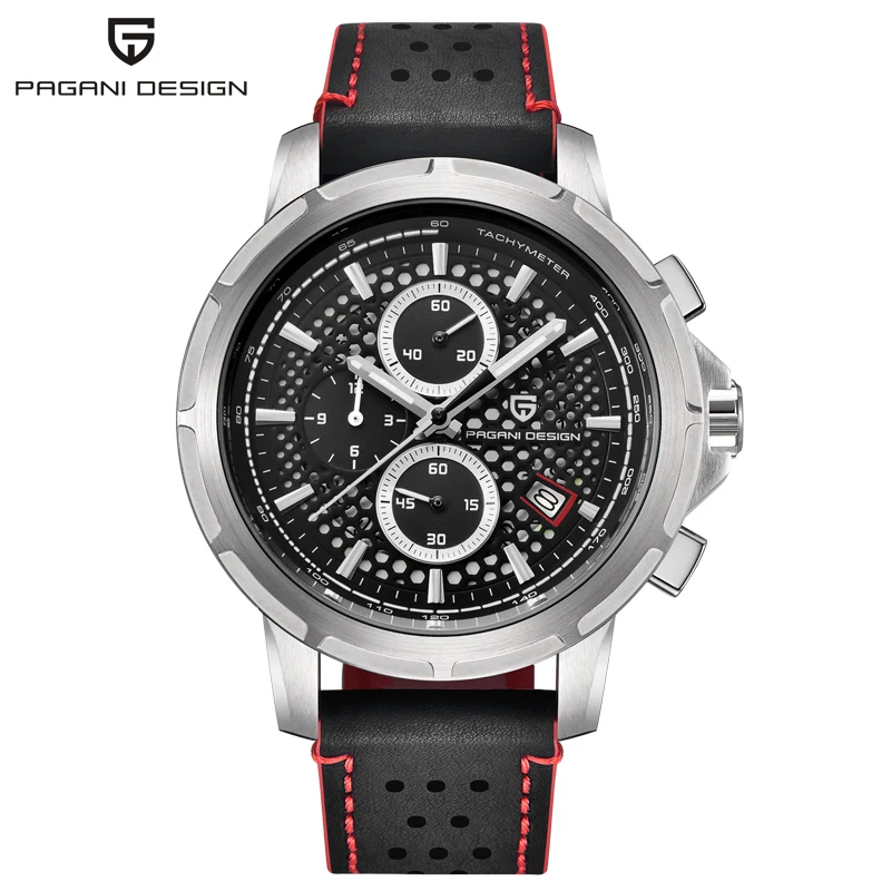 PAGANI Дизайн Seiko VK67 Movt спортивные военные кварцевые часы кожаные светящиеся мужские часы модные Хронограф Авто наручные часы с отметкой даты