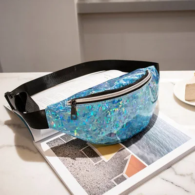 blue Модная голографическая Женская поясная сумка, дизайнерская Лазерная нагрудная поясная сумка, серебряная поясная сумка, блестящая поясная сумка, кошелек, сумка для телефона - Цвет: blue