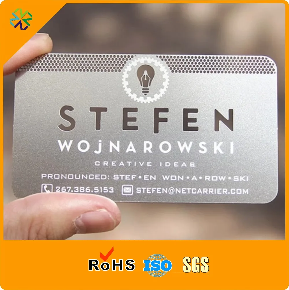 2018 new arrival!!!Hole cutting out custom stainless steel metal business cards