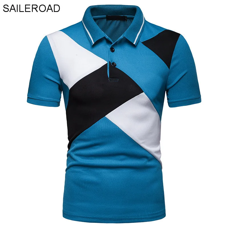 D01 blue SAILEROAD брендовая модная деловая Мужская рубашка поло высокого качества топы мужская рубашка с коротким рукавом Бренды майки летние поло Blusas - Цвет: D01 blue