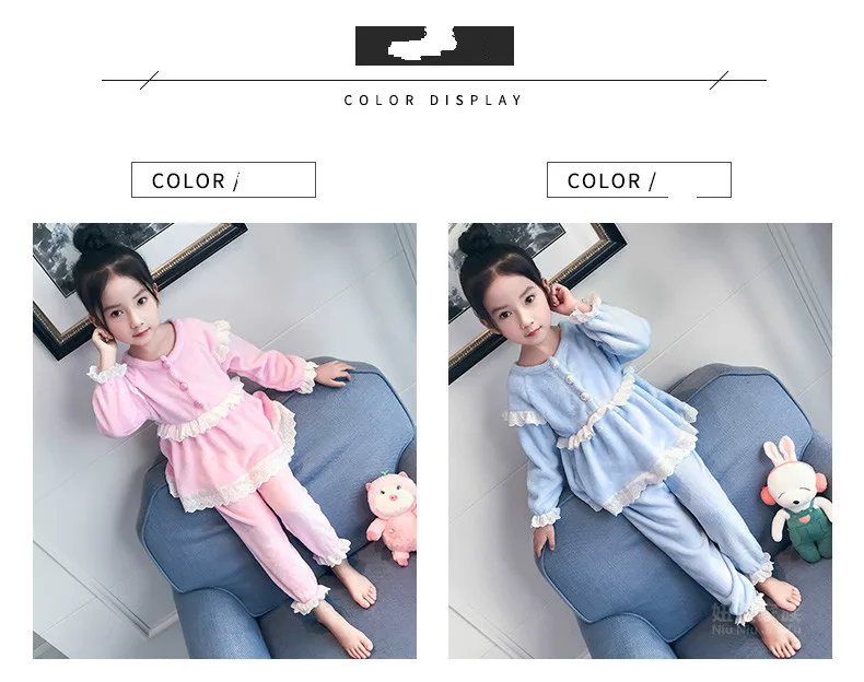 Коралловые бархатные пижамы для девочек зимняя коллекция 2017 г. новый прилив