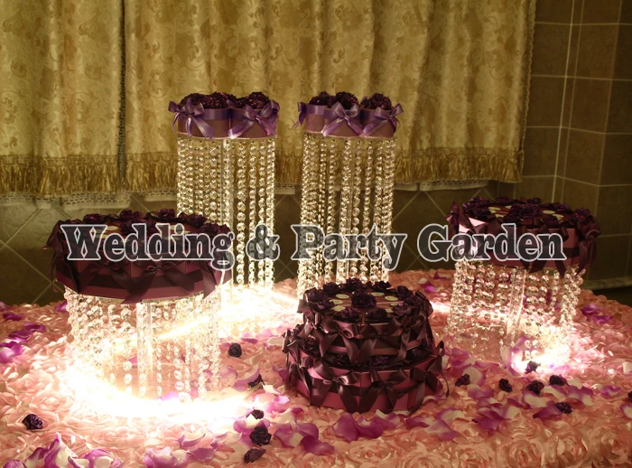 

4pcs Clear Circle Round Cake Stand Wedding Birthday Display CupCake Rack Christmas Party Supply Happyshopping D25,30,H45,25