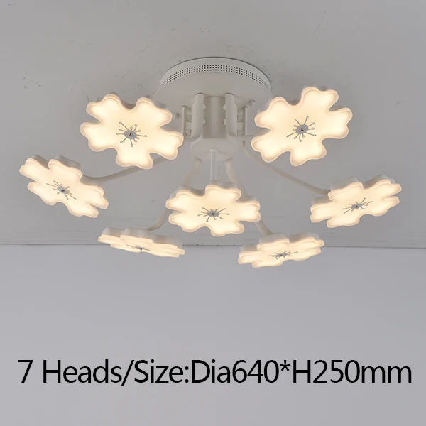 7 Heads Dia64xH25cm Современный светодиодный потолочный светильник в виде цветка сливы для гостиной, спальни, комнатных акриловых потолочных люстр - Цвет абажура: 7 Heads Dia64xH25cm