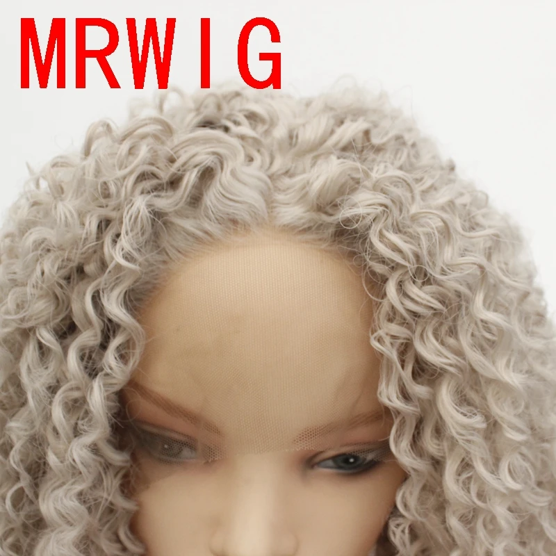 MRWIG # 4503New серый синтетический фронтальный кружевной парик для косплея без клея