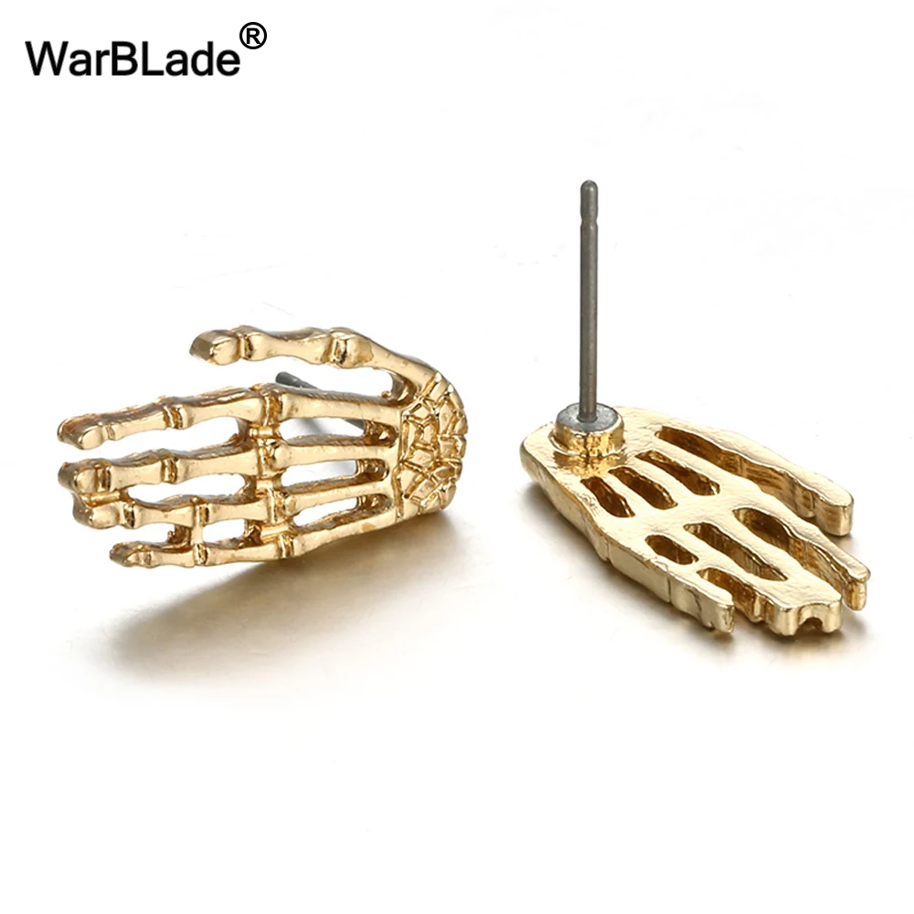 Женские и мужские серьги гвоздики WarBLade винтажные в форме пальм с золотым черепом