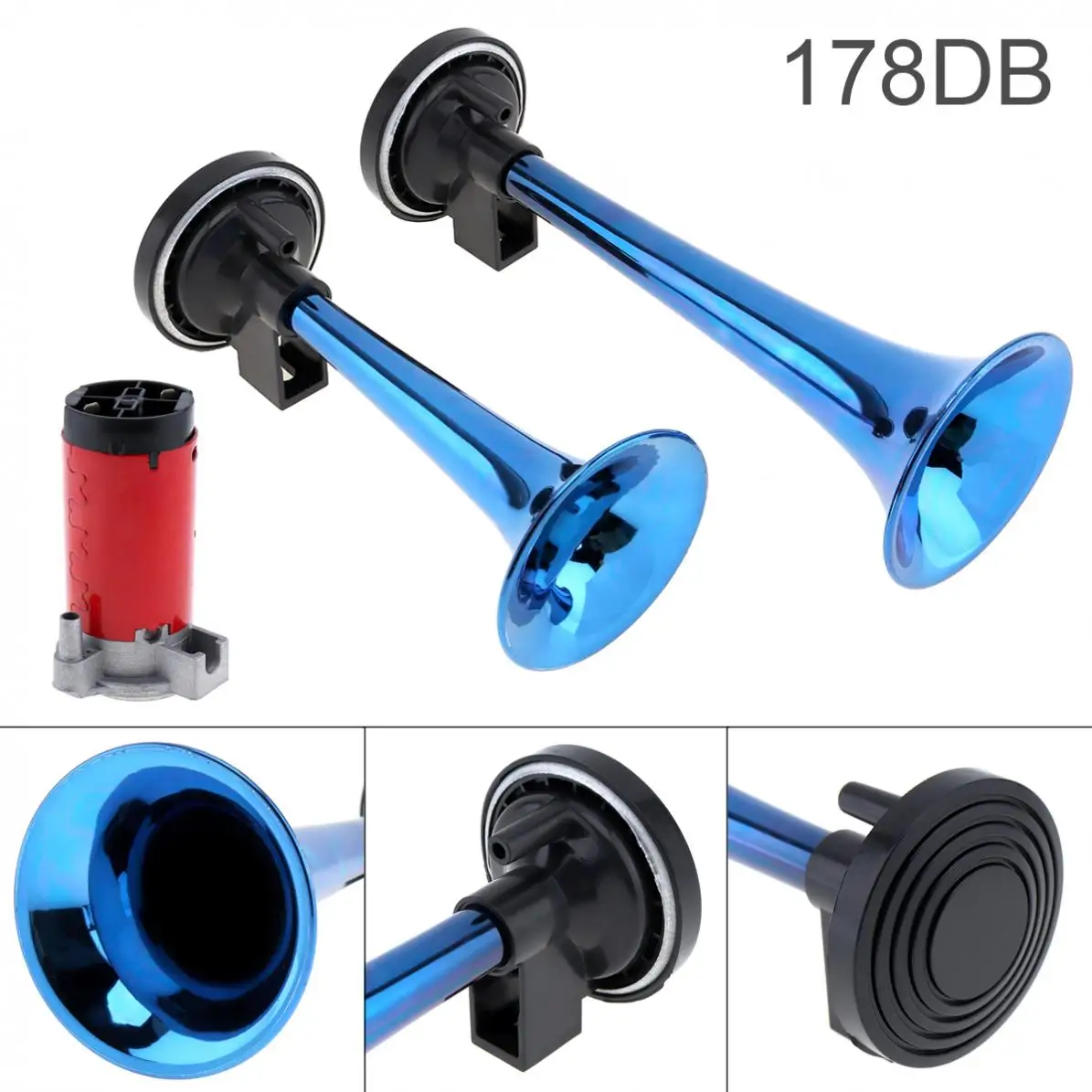 

178dB Super Loud 12V Dual Tone Auto Car Air Claxon Horn High Output Compressor Set Trumpet for Motorcycle Boat Truck