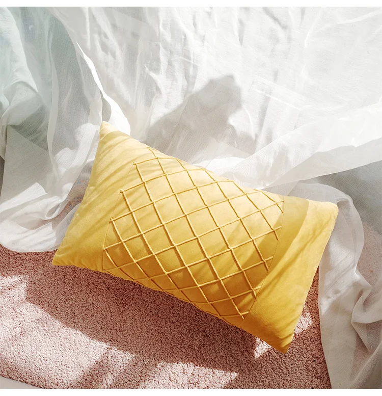 Skin-friendly Velvet Cushion Cover Waffle Lattice Decorative Pillows Case Car Covers Almofadas Cojines Sofa Model Room Essential | Дом и сад