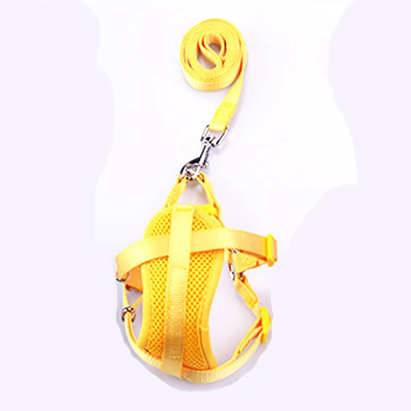 Yellow Поводок для маленьких собак, мягкая дышащая сетка, нейлоновый поводок, жилет для домашних животных, для чихуахуа, йоркширского, Перро, gato correa - Цвет: Yellow