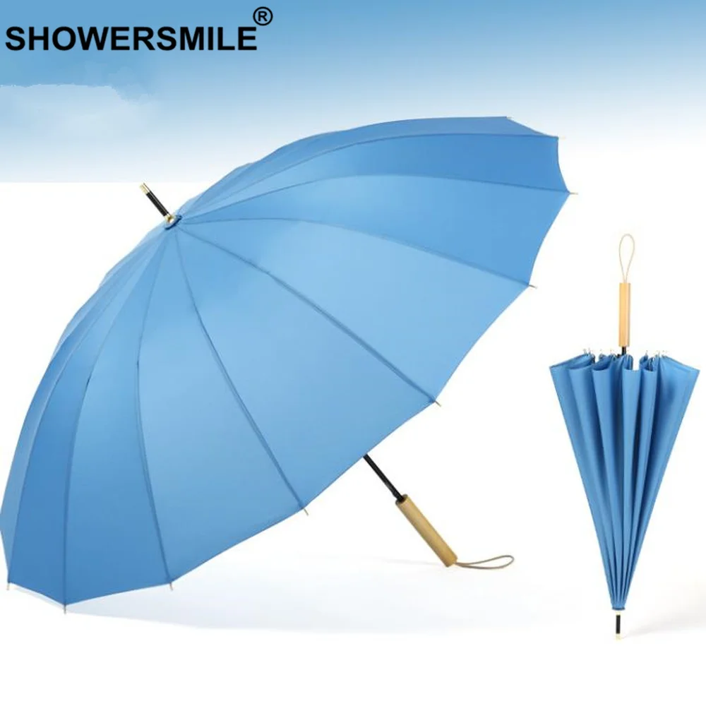 SHOWERSMILE Зонт с длинной ручкой для дождя женский розовый деревянной Guarda Chuva