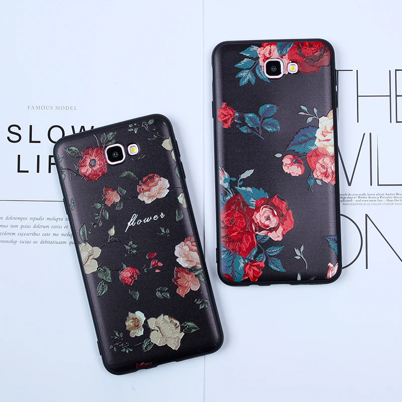 EIRMEON For Samsung Galaxy J3 J5 J7 A3 A5 A7 2016 2017 Case S8 S9 Plus J2 J8 2018 S7 Edge Silicon Flower Back Covers |