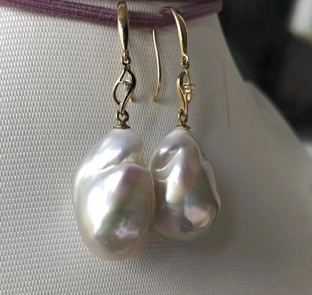 Серьги с белым жемчугом 15-18 мм 18k | Украшения и аксессуары