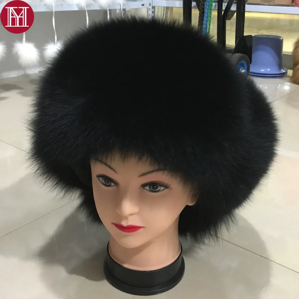 Мужские Роскошные Русская зима из натуральной меха лисы теплая Круглая Шапка