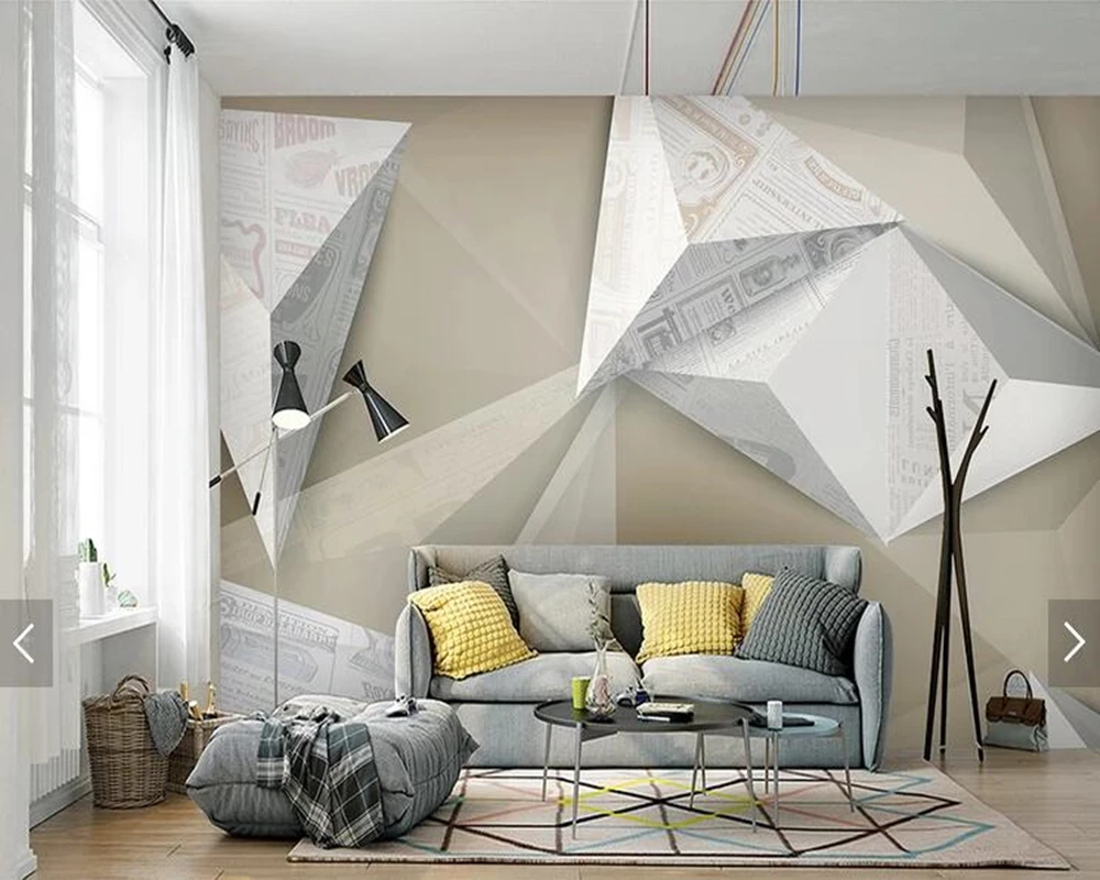 Пользовательские 3D papel де parede геометрические креативные абстрактные газетные