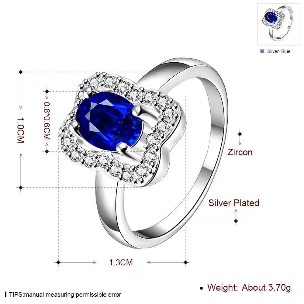Летнее стильное серебряное кольцо светло-голубое/оранжевое/красное циркониевое