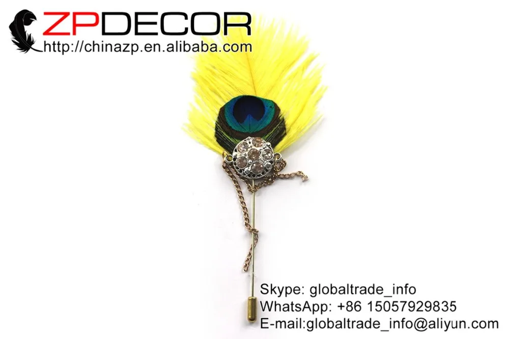 Розничная и оптовая продажа от ZPDECOR желтое перо страуса ручной работы отворот