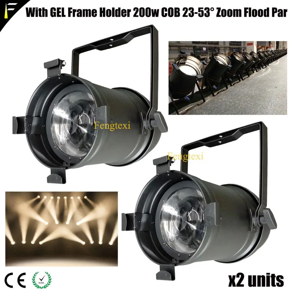 2 * передсветильник свет Par64 Светодиодный 3000k/5600k 200w Zoom Par Head светильник с плавным